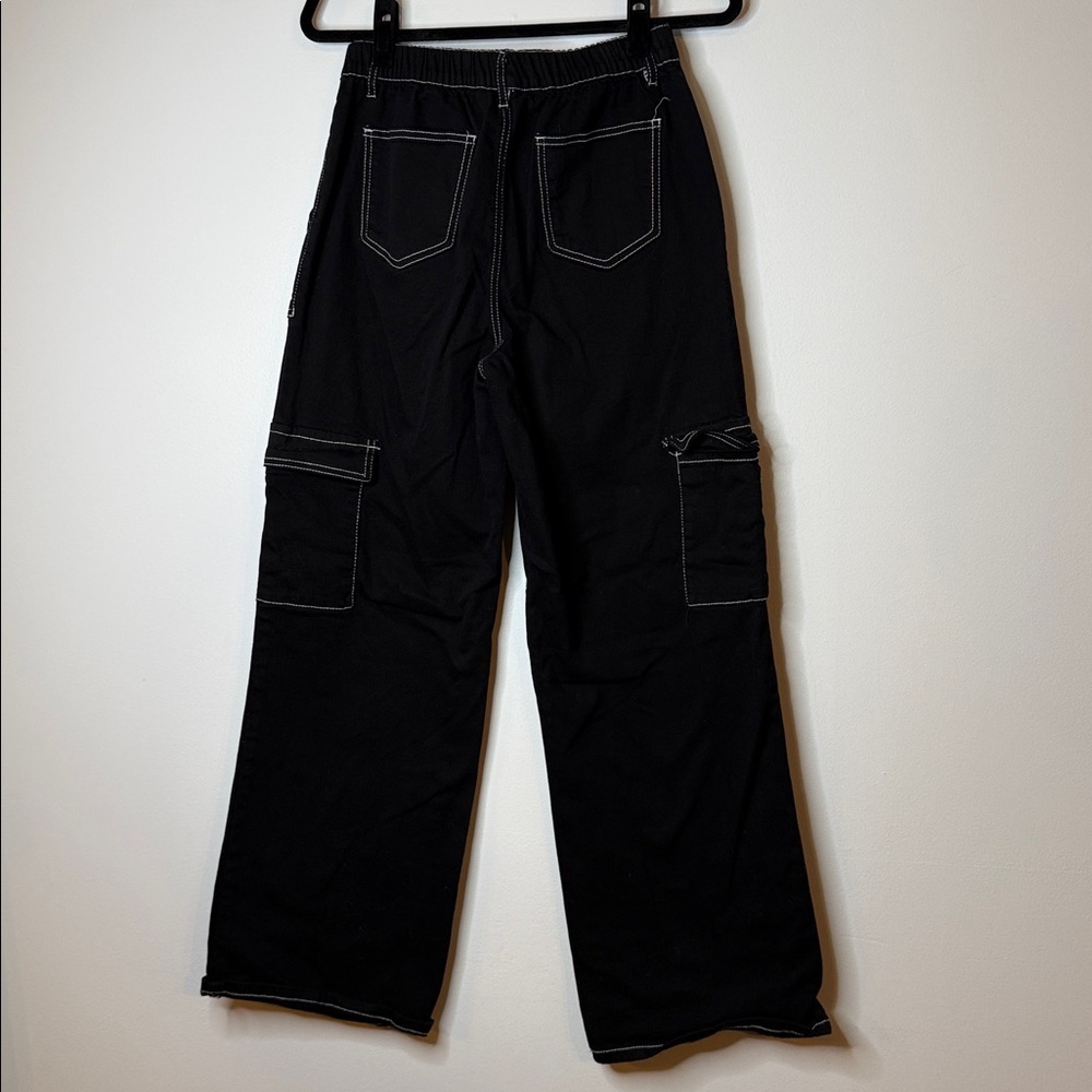 Honey Peace cargo carpenter jeans black and white contrast size large - Picture 6 of 8